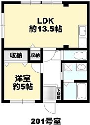つる家ビル 2階1LDKの間取り