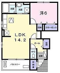 ベル　フィオーレ 1階1LDKの間取り