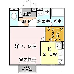 エスポワールTAYA 1Kの間取図画像
