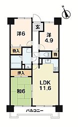 グローバル堅田2 3LDKの間取図画像