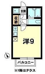 東洋ハイツ 1Kの間取図画像