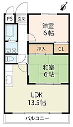 クレベール 4階2LDKの間取り