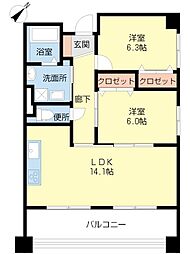 テオリア 2LDKの間取図画像