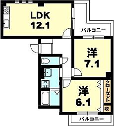 ハウスソレイユ 2LDKの間取図画像