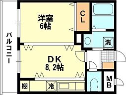 アヴァンセ草津2番館 1DKの間取図画像