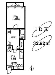 北千住第2ダイヤモンドマンション 1DKの間取図画像