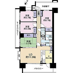 ジオ・イニシア博多駅前 4LDKの間取図画像