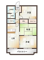 サンコート大島Ｂ棟 3階3LDKの間取り