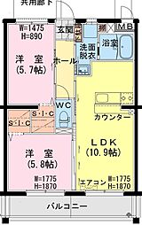 トレジャー　ビルド 3階2LDKの間取り