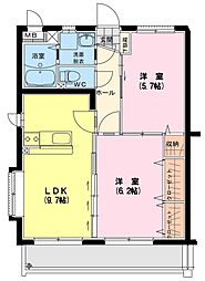 エバーグリーン 2LDKの間取図画像