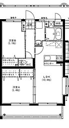 K・キクロスT&T 2LDKの間取図画像