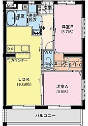 (仮称)日ノ出町YMマンション 2LDKの間取図画像