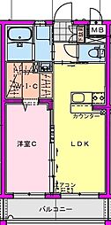 ポルト・ボヌール姫城RC 1LDKの間取図画像