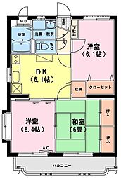 ユーミーいちまる2 3DKの間取図画像