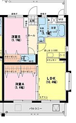 リヴェールMYM 2LDKの間取図画像