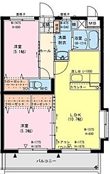 ルレーヴA 2LDKの間取図画像