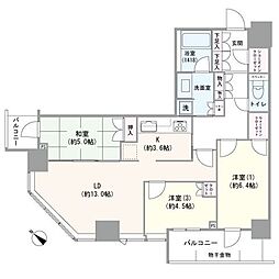 リヴァリエA棟 3LDKの間取図画像