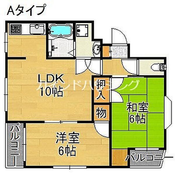 大阪府大阪市住吉区上住吉２丁目(賃貸マンション2LDK・1階・45.00㎡)の写真 その2