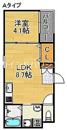 F maison SQUAREII番館 3階1LDKの間取り