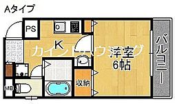 インペリアル天下茶屋 2階1Kの間取り