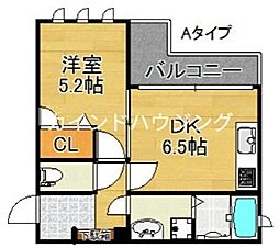 シャーメゾンエスト 3階1DKの間取り
