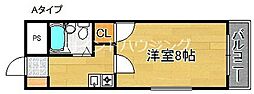 スカイハイツ中加賀屋 1Kの間取図画像