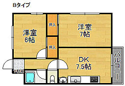 ウエノ第一マンション 2DKの間取図画像