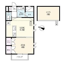 ピタっち 2階1LDKの間取り