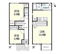 プレミアム松尾 1階2LDKの間取り