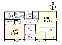 プレミアムアイランド金田 Ｂ 1階1LDKの間取り