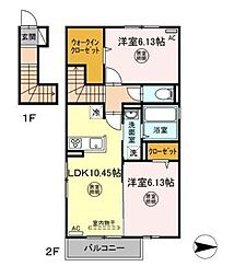 リーブル本町 2LDKの間取図画像