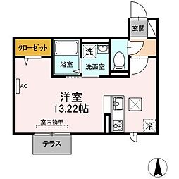 メゾンプレドパルク2 ワンルームの間取図画像
