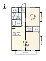 ロッジ久保田A 1LDKの間取図画像