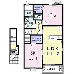 アクアルーチェ牛津4 2LDKの間取図画像
