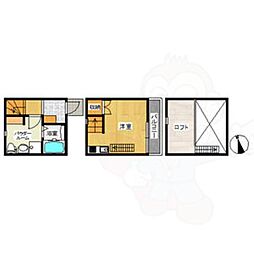 アースクエイク豊 1Kの間取図画像