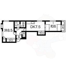 メゾン宝地 2DKの間取図画像