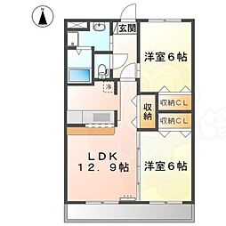 エクセレントN 1階2LDKの間取り