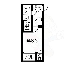 メイクスR矢田1 3階1Kの間取り