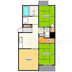 グリーンハイツ春日井 3階3DKの間取り