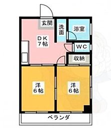 吉田マンション 2DKの間取図画像