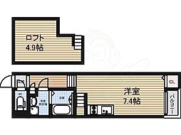 スリジェ桜山 2階1Kの間取り