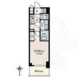 S-RESIDENCE名駅North2 2階1Kの間取り