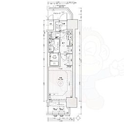 エステムコート名古屋ライブゲート 14階1Kの間取り