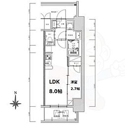 S-RESIDENCE亀島駅前ascent 9階1LDKの間取り