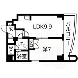 サンリヴァーメゾン 5階1LDKの間取り