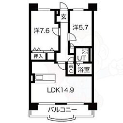 La、Bolson 1階2LDKの間取り