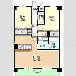 名古屋市守山区小幡宮ノ腰マンション 2LDKの間取図画像