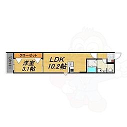 LECOCON守山4 3階1LDKの間取り