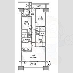 グランドメゾン勝川ネクシティウエストコート 10階3LDKの間取り
