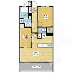 モアグレース名古屋駅 4階2LDKの間取り